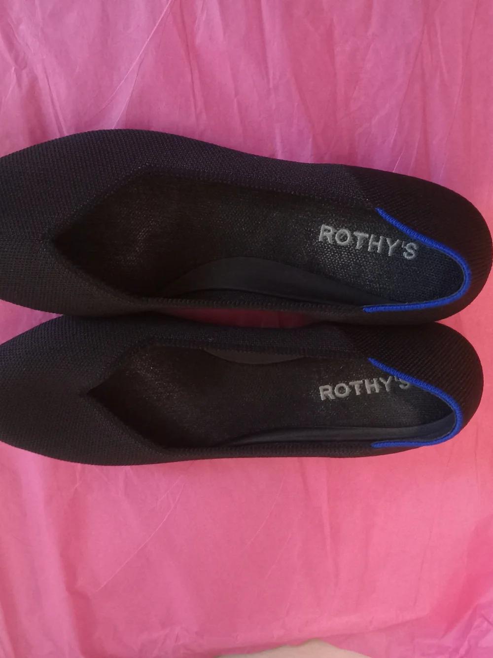 Rothy's Women's Black Pointed Flat with Blue Trim - Picture 6 of 16